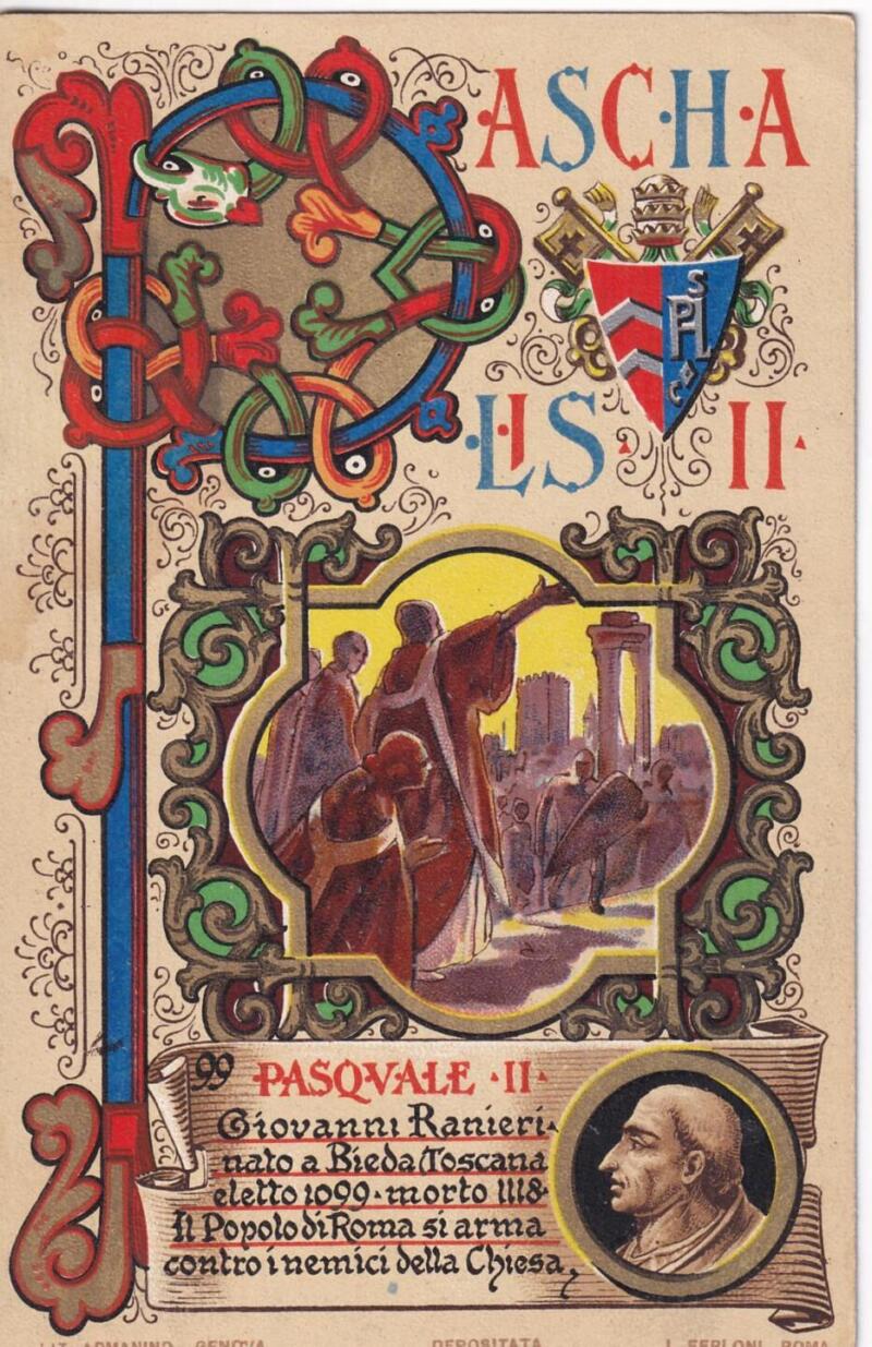 Cartolina d'epoca Serie dedicata a Sua Santità Papa Pio X e da Lui Benedetta Roma ottobre 1903 - 99 Pasquale II