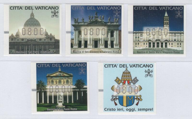Francobolli Automatici Vaticano Anno 2000 Facciate delle quattro Basiliche Maggiori e stemma del S. Padre