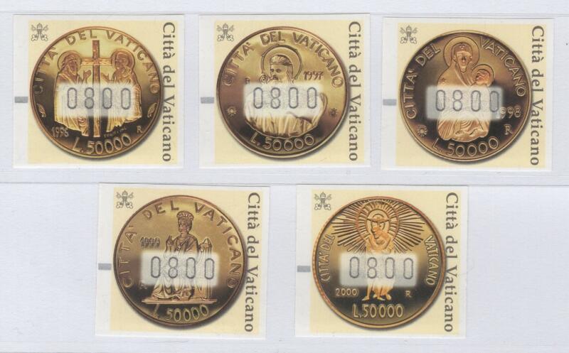 Francobolli Automatici Vaticano Anno 2001 Monete d'oro emesse dal 1996 al 2000 dalla Città del Vaticano
