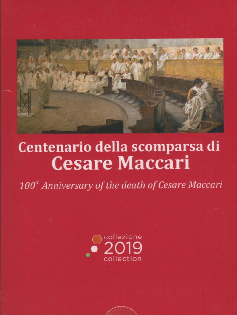 Monete Italia Anno 2019 Serie divisionale Proof con 5 Euro in argento Centenario della scomparsa di Cesare Maccari