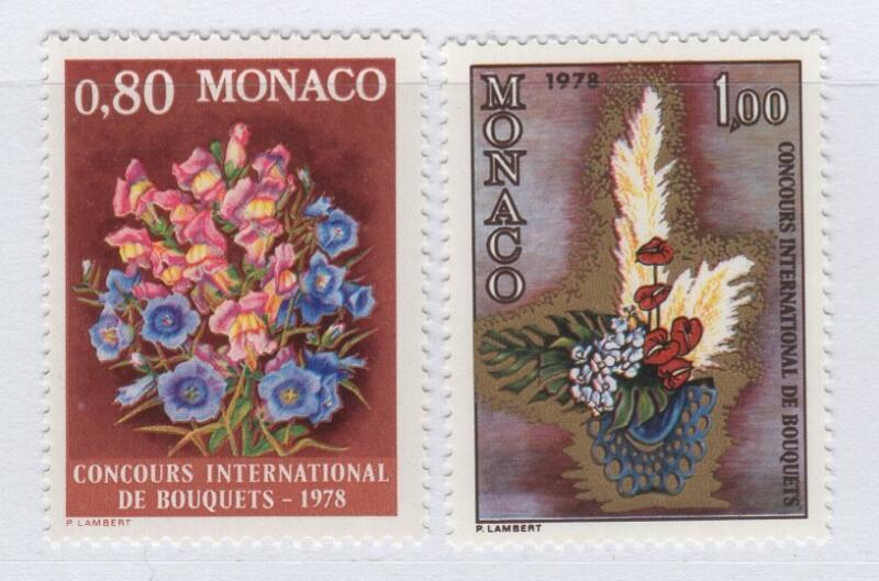 Francobolli Monaco Anno 1977 Concorso internazionale di composizione floreale