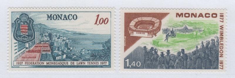 Francobolli Monaco Anno 1977 Cinquantenario della Federazione monegasca di Tennis e centenario del torneo di Wimbledon