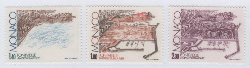 Francobolli Monaco Anno 1982 Fontvieille Nuovo quartiere del Principato sul mare