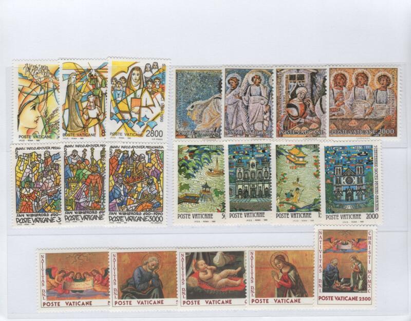 Francobolli Vaticano Anno 1990 Annata completa esclusi foglietto e Posta Aerea
