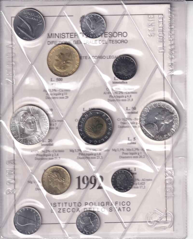 Monete Italia Serie divisionale fior di conio Anno 1992 Piero della Francesca