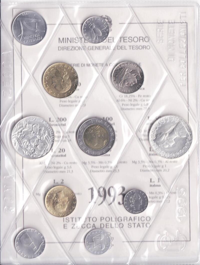 Monete Italia Serie divisionale fior di conio Anno 1993 Goldoni
