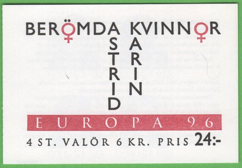 Libretto Svezia Anno 1996 Europa Donne celebri