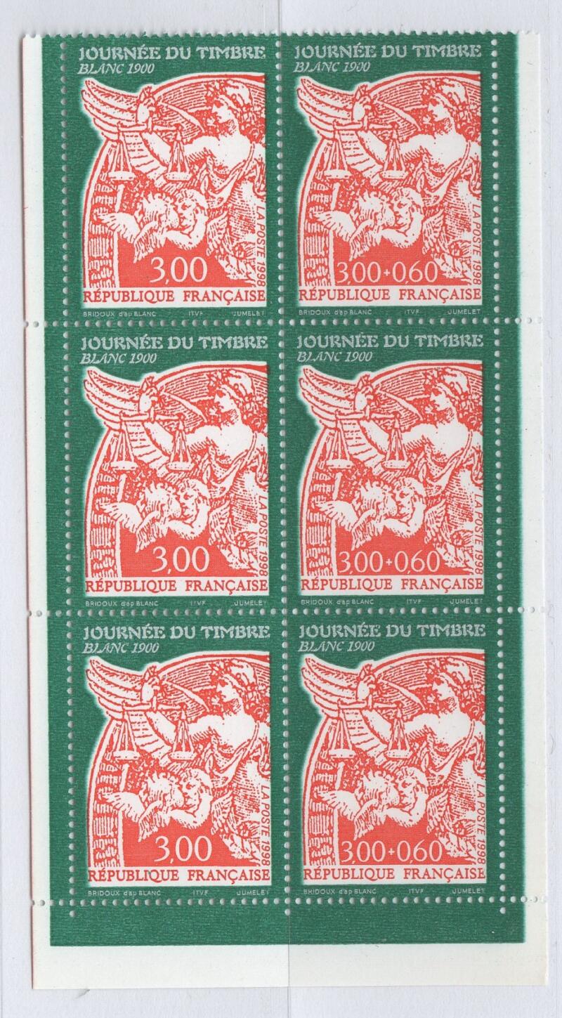 Francobollo Francia Anno 1998 Giornata del francobollo Blanc 1900 senza soprattassa da libretto