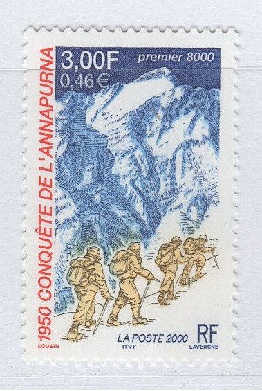 Francobollo Francia Anno 2000 Conquista dell'Anapurna da parte di una spedizione francese
