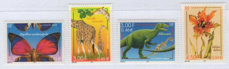 Francobolli Francia Anno 2000 Natura di Francia 15esima serie Fauna e flora del Museo di Storia naturale di Parigi
