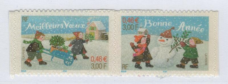 Francobolli Francia Anno 2001 Auguri per il nuovo anno Autoadesivi da libretto