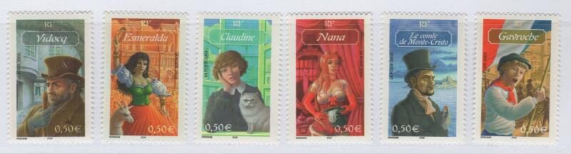 Francobolli Francia Anno 2003 Personaggi celebri della letteratura francese