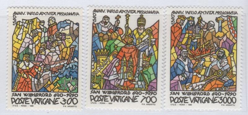 Francobolli Vaticano Anno 1990 13esimo centenario dell'inizio dell'attività missionaria di S. Willibrord
