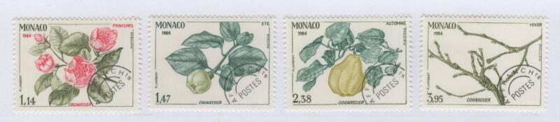 Francobolli per stampati Monaco Anno 1984 Le quattro stagioni del melo cotogno Preobliterati