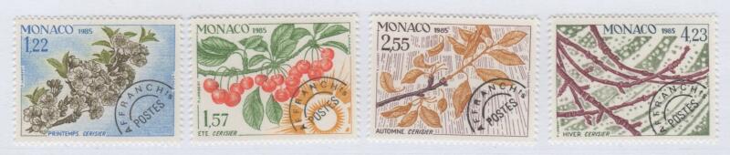 Francobolli per stampati Monaco Anno 1985 Le quattro stagioni del ciliegio Preobliterati