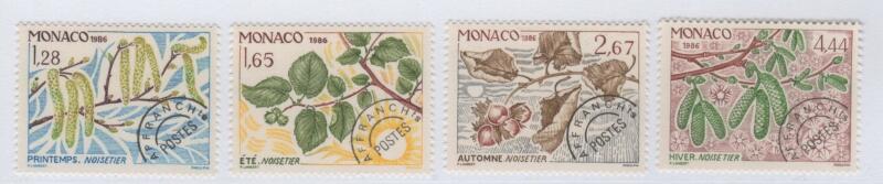 Francobolli per stampati Monaco Anno 1986 Le quattro stagioni del nocciolo Preobliterati