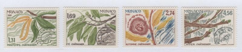 Francobolli per stampati Monaco Anno 1987 Le quattro stagioni del castagno Preobliterati