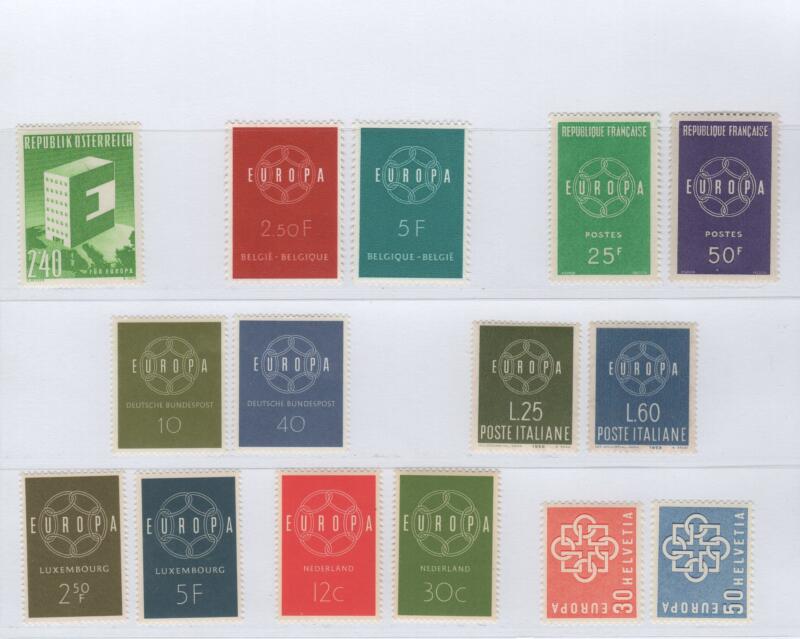 Francobolli Tematica Europa Anno 1959 Giro completo