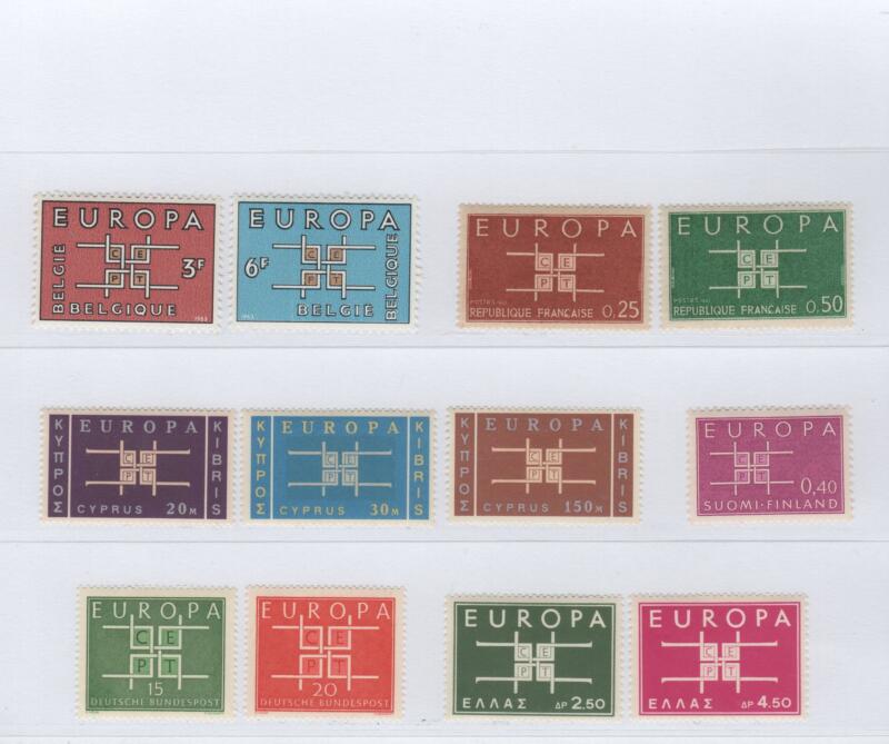 Francobolli Tematica Europa Anno 1963 Giro completo