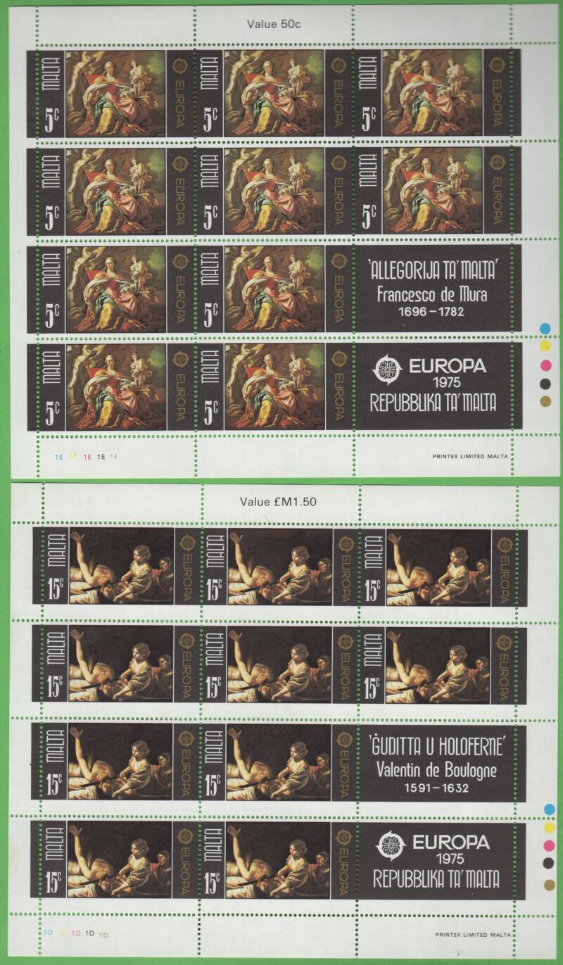 Minifogli Malta Anno 1975 Europa Dipinti