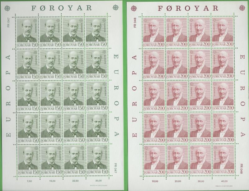 Minifogli Faeroer Anno 1980 Europa Personaggi celebri