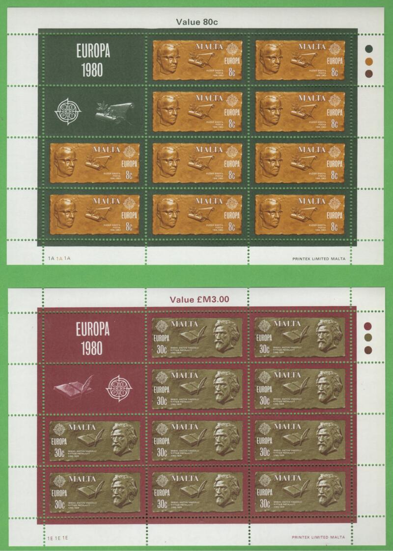 Minifogli Malta Anno 1980 Europa Personaggi celebri
