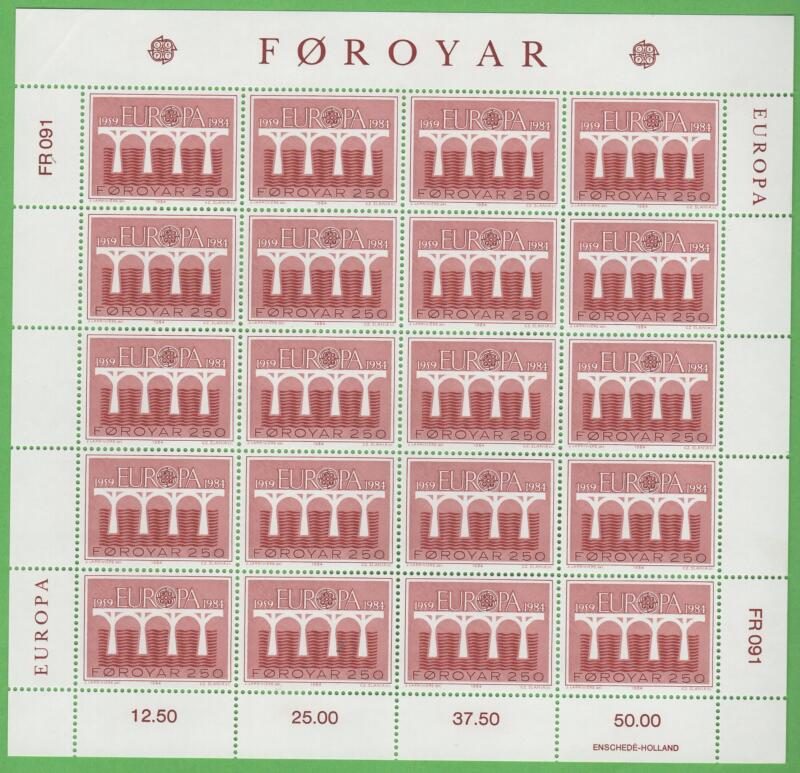 Minifogli Faeroer Anno 1984 Europa 25esimo anniversario della CEPT