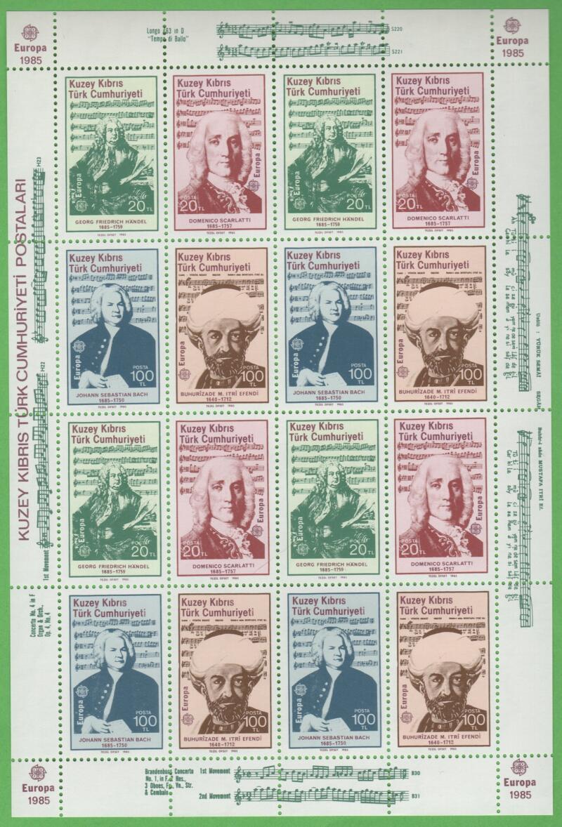 Minifoglio Cipro Turca Anno 1985 Europa Anno europeo della musica