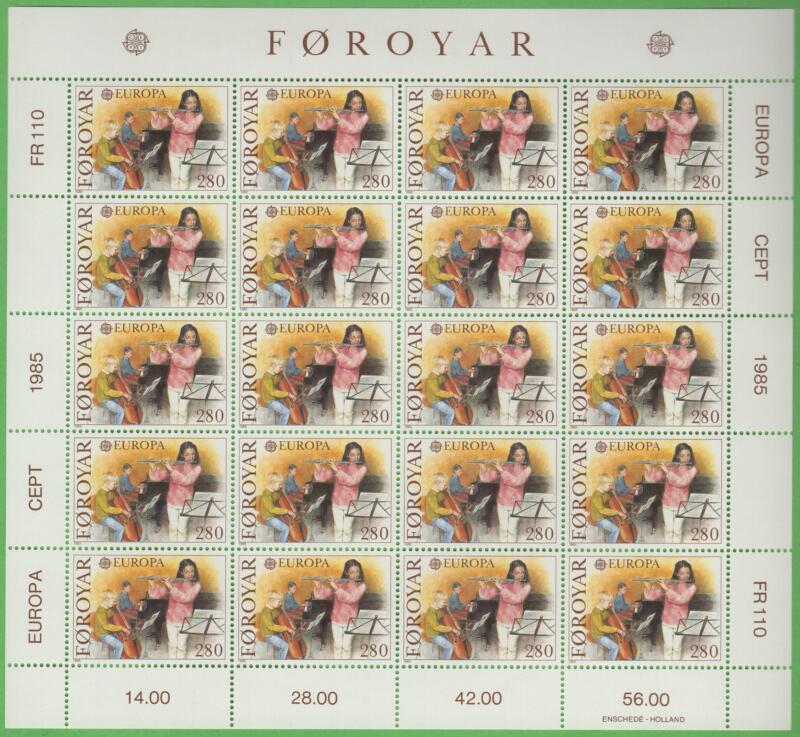 Minifogli Faeroer Anno 1985 Europa Anno europeo della musica
