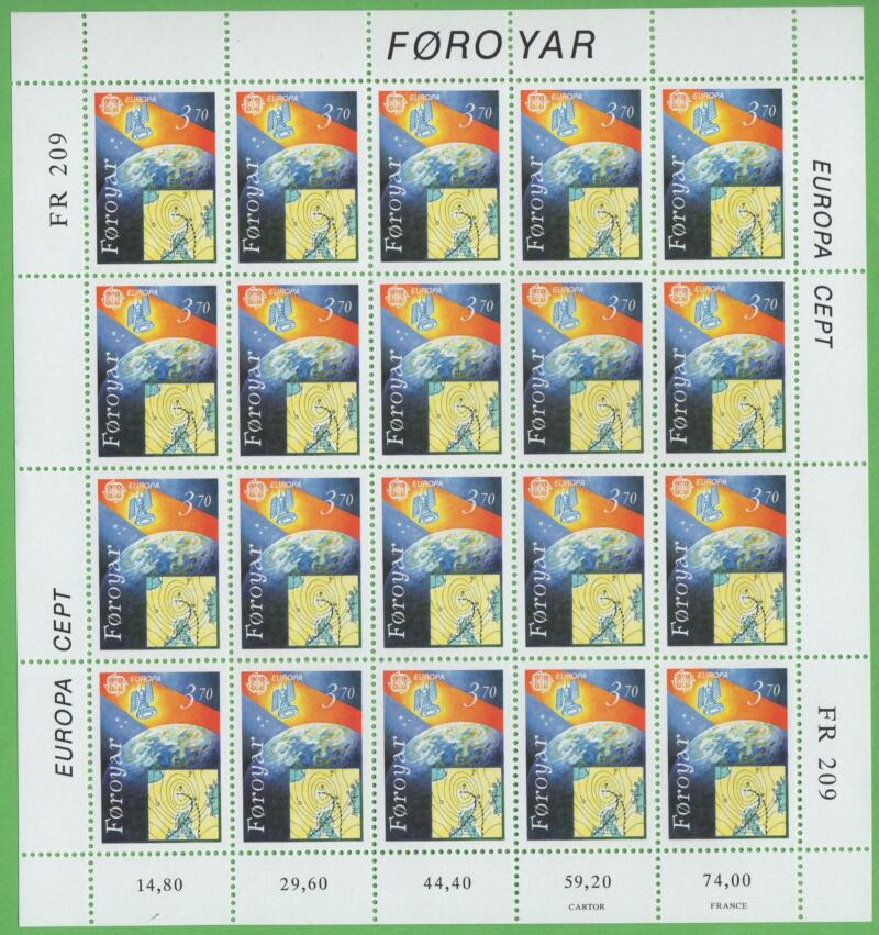 Minifogli Faeroer Anno 1991 Europa Europa spaziale