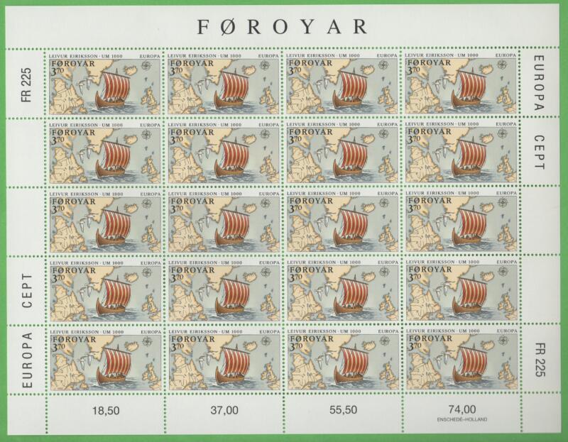 Minifogli Faeroer Anno 1992 Europa Quinto centenario della scoperta dell'America