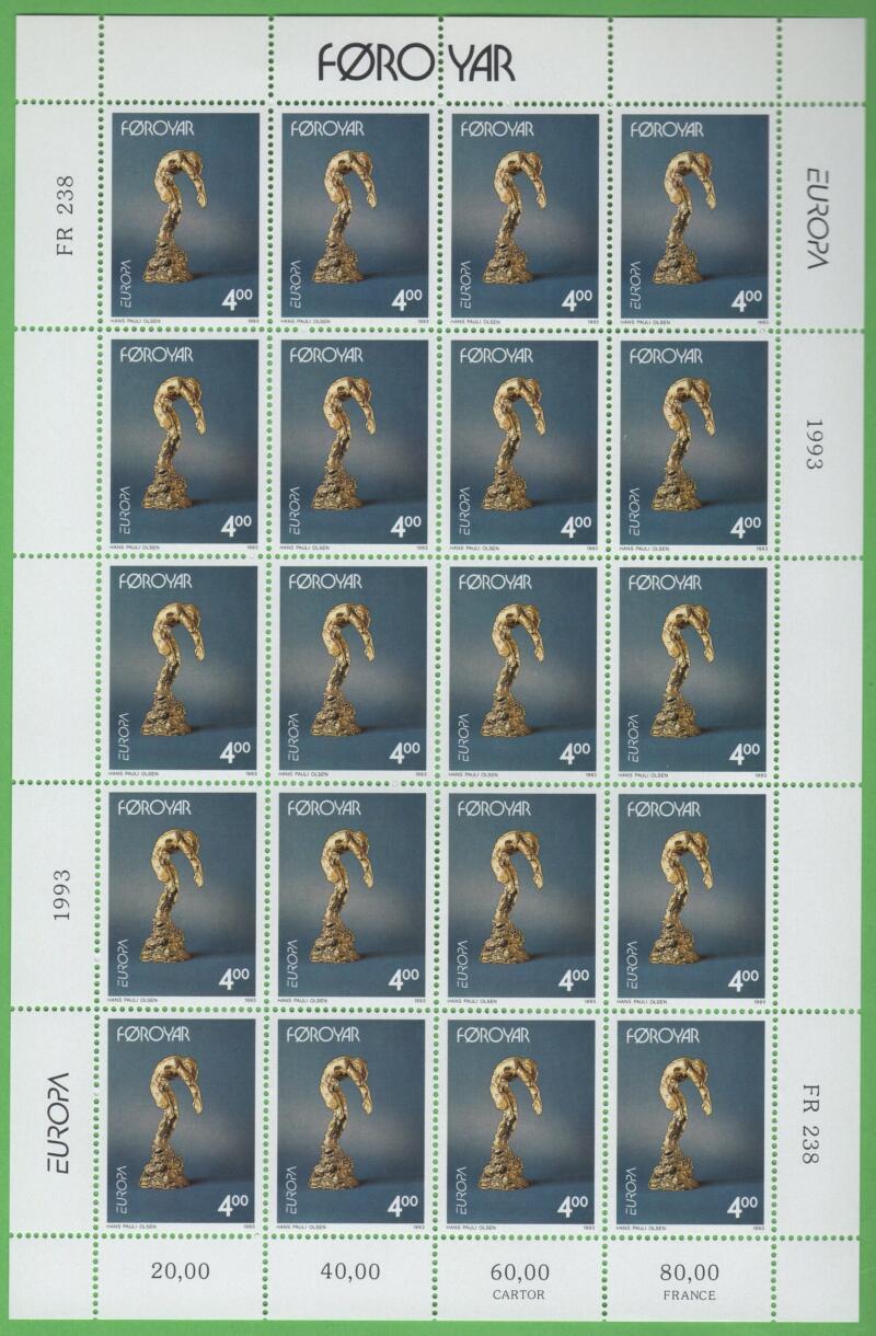 Minifogli Faeroer Anno 1993 Europa Arte contemporanea