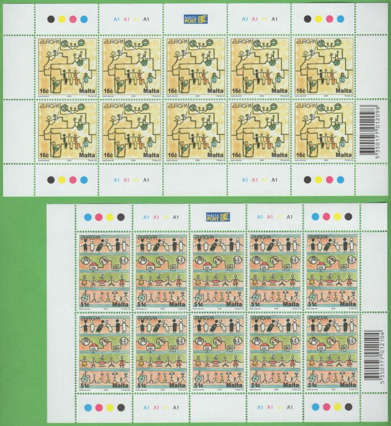 Minifogli Malta Anno 2006 Europa L'integrazione vista dai giovani