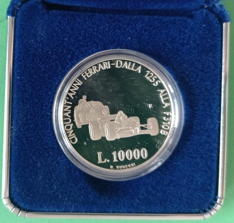 Moneta San Marino Anno 1998 Lire 10000 50 anni di Ferrari Proof