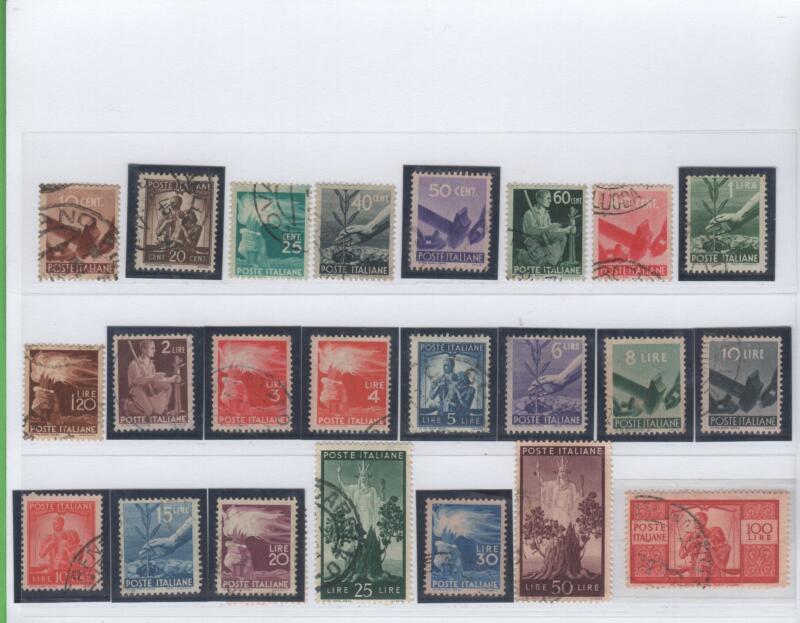Francobolli Italia Repubblica Anni 1945-1946 Democratica Timbrati