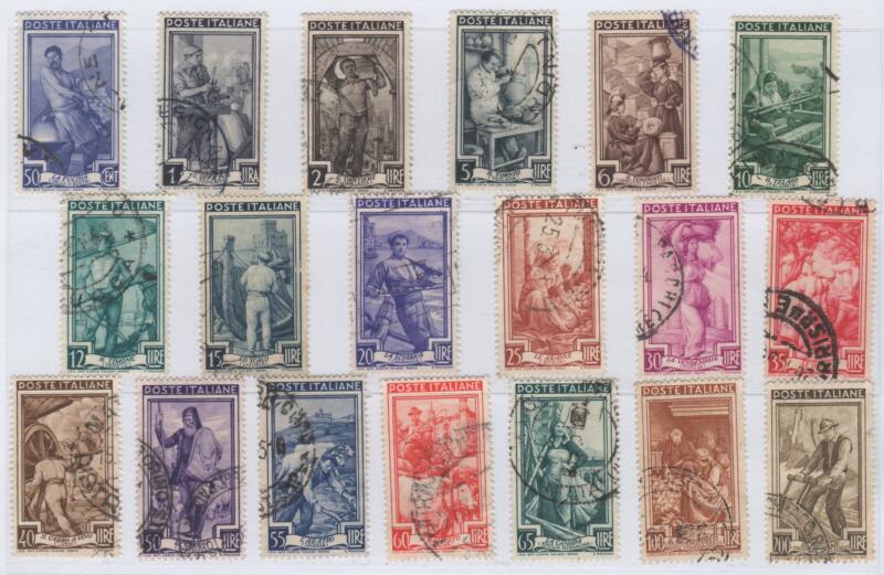 Francobolli Italia Repubblica Anno 1950 Italia al lavoro Timbrati