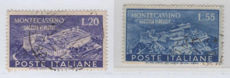 Francobolli Italia Repubblica Anno 1951 Ricostruzione dell'Abbazie di Montecassino Timbrati