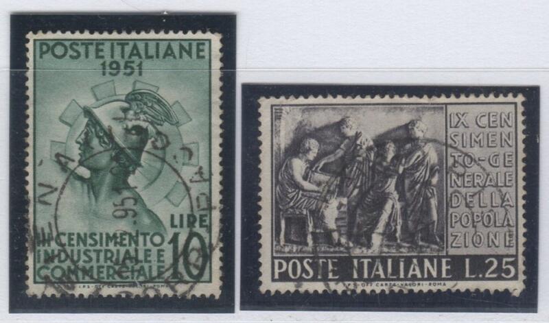 Francobolli Italia Repubblica Anno 1951 III censimento industriale e commerciale e IX censimento generale della popolazione Timbrati