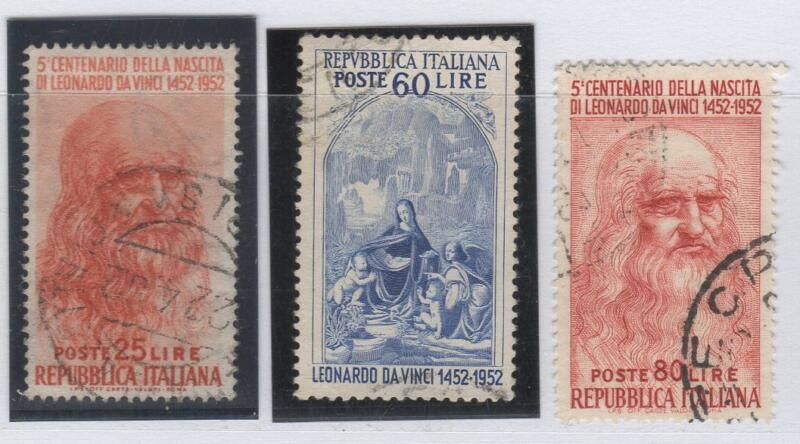 Francobolli Italia Repubblica Anno 1952 Quinto centenario della nascita di Leonardo da Vinci Timbrati