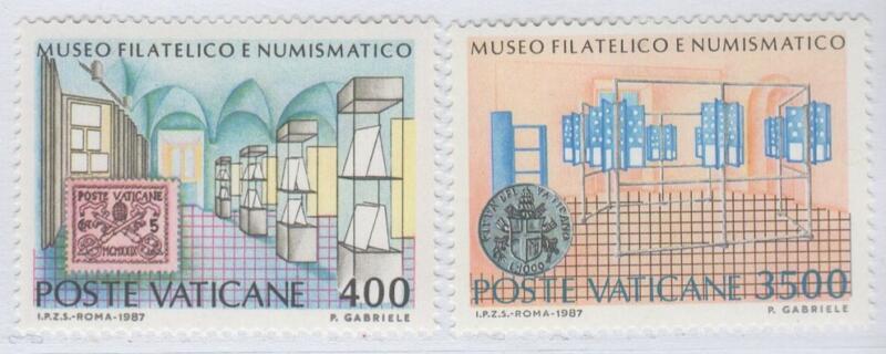 Francobolli Vaticano Anno 1987 Inaugurazione del Museo filatelico e numismatico della Città del Vaticano