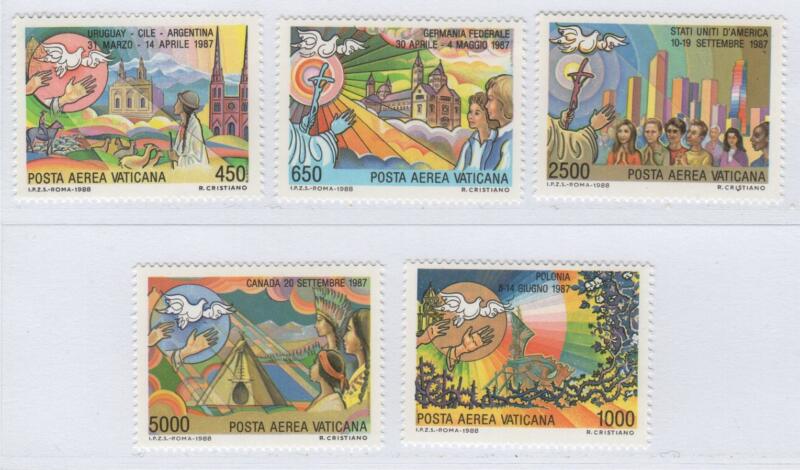 Francobolli Vaticano Anno 1988 Posta Aerea I Viaggi di Giovanni Paolo II nel 1987