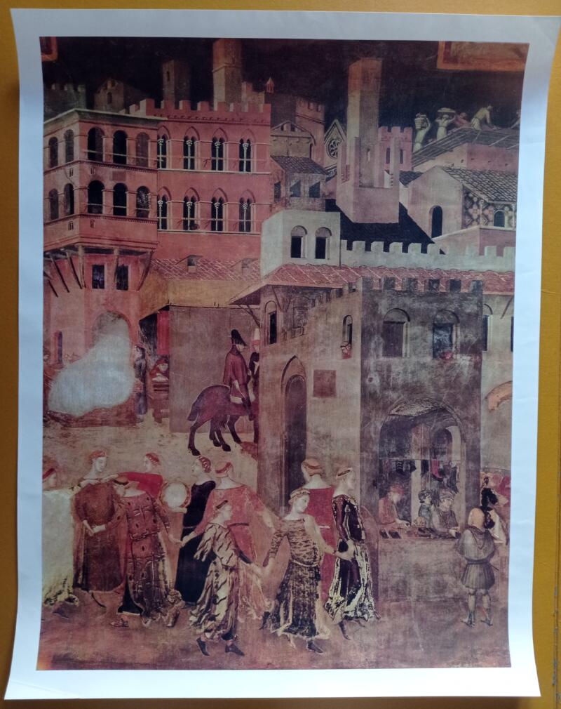 Stampa Ambrogio Lorenzetti Particolare dell’affresco Allegoria ed effetti del Buono e del Cattivo Governo