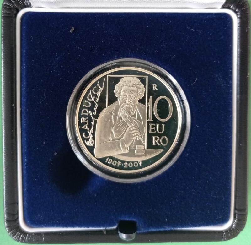 Moneta San Marino Anno 2007 Euro 10 Giosuè Carducci Proof