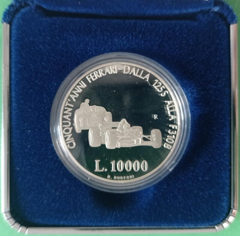 Moneta San Marino Anno 1998 Lire 10000 Cinquant'anni Ferrari Proof
