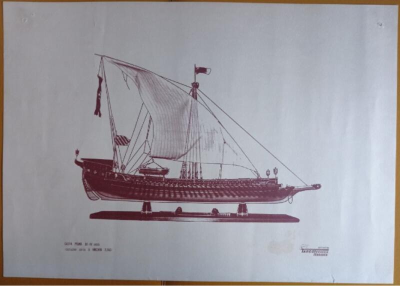 Stampa Galera pisana XII-XV secolo Ricostruzione storica di Vincenzo Suraci