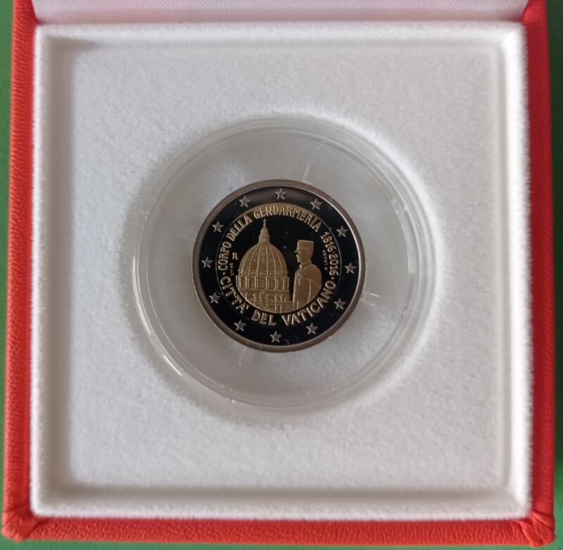 Moneta Vaticano Anno 2016 Euro 2 Bicentenario del Corpo della Gendarmeria Proof