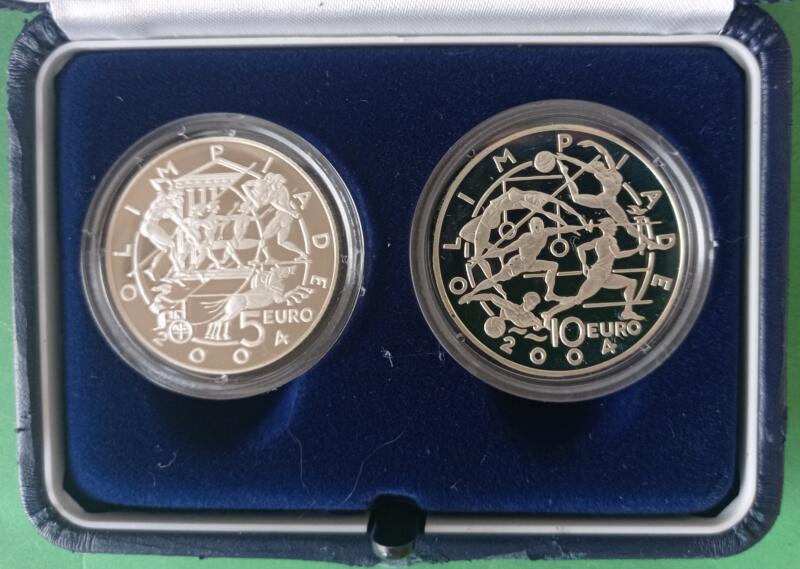 Monete San Marino Anno 2004 Euro 5 e Euro 10 Olimpiadi 2004 Proof