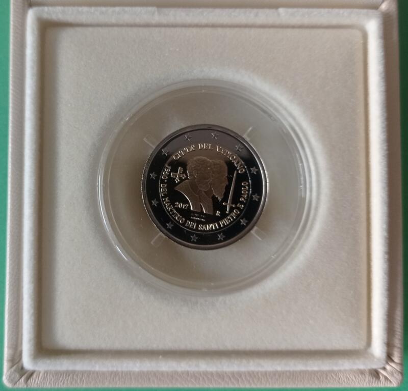 Moneta Vaticano Anno 2017 Euro 2 1950esimo anniversario del martirio dei Santi Pietro e Paolo Proof