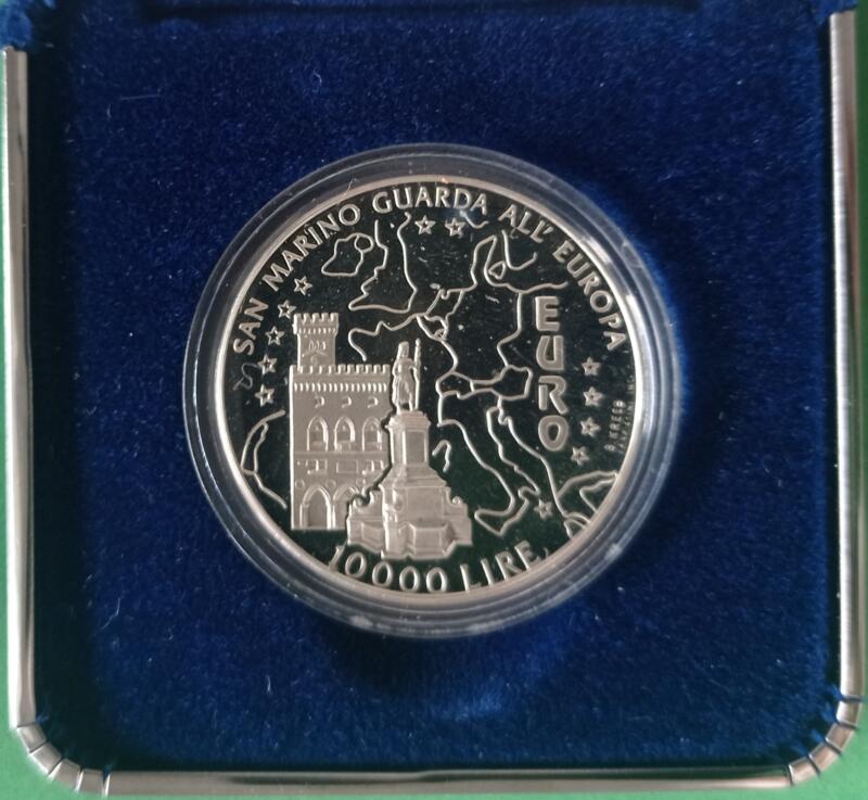 Moneta San Marino Anno 1996 Lire 10000 San Marino guarda all'Europa Proof