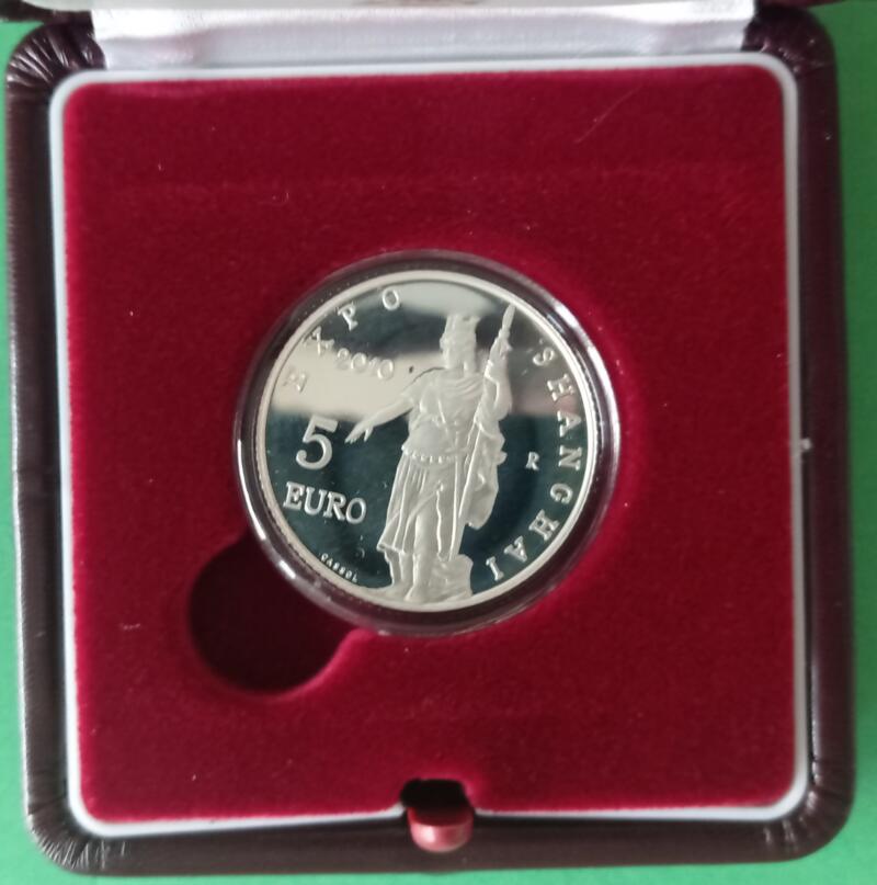 Moneta San Marino Anno 2010 Euro 5 San Marino all'EXPO Shanghai 2010 Proof